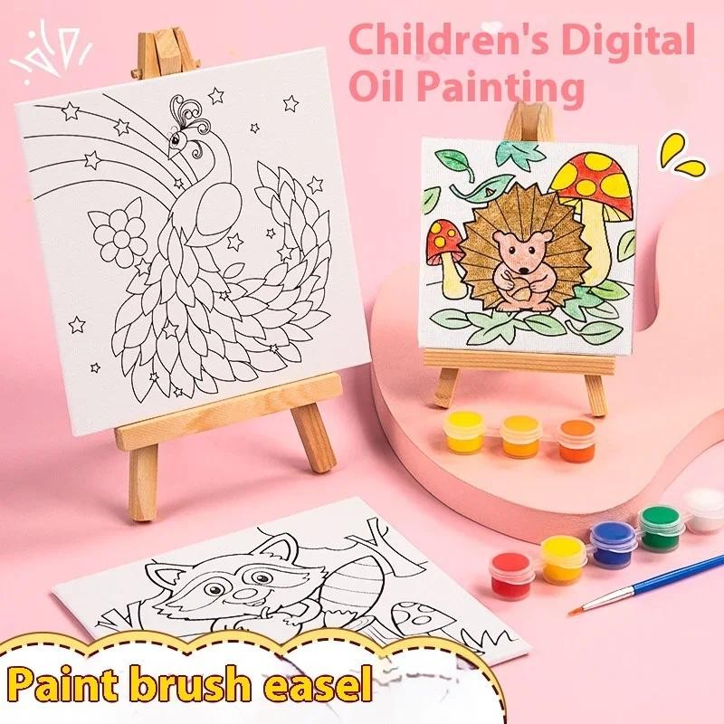 

Children DIY Coloring Suit Cartoon Animals Drawing Board Easel Pigment Brush Painting Set Kids Gift Beginner Art Study Supplies