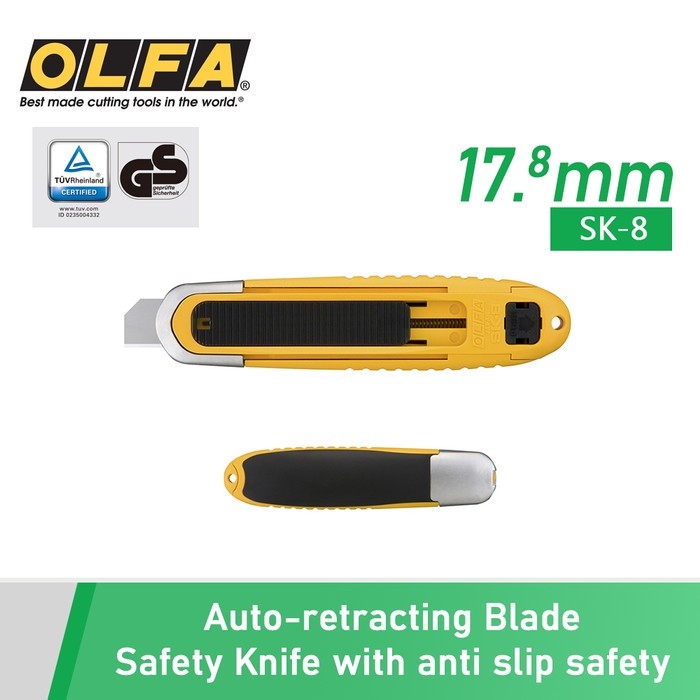 

Pisau Potong aman Cutter Auto Self-Retracting Safety Knife Olfa SK-8