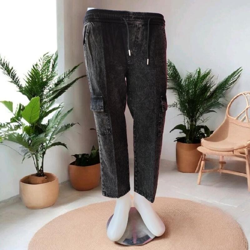 Wani Star-Celana Panjang Kulot High Waist Cargo Tanggung Remaja Umur 8-15 Tahun Bahan Jeans Denim - 