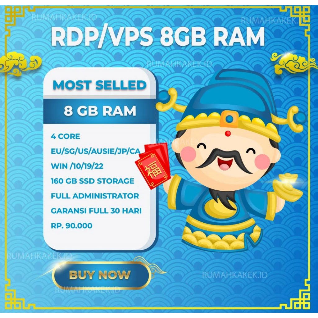 VPS/RDP EMULATOR BULANAN WINDOWS/LINUX RAM 8 GB 4 CORE 160 GB SSD BERGARANSI 1 BULAN