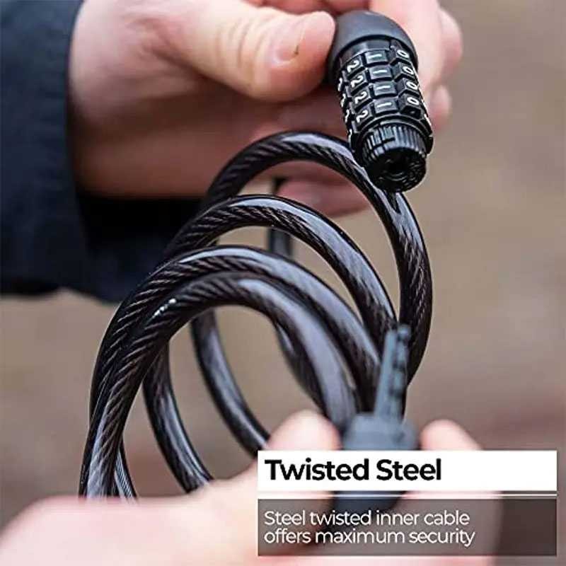 TaffGUARD Gembok Tali Ban Sepeda Kode Angka Bicycle Lock Kombinasi Angka 4 Digit 1 Meter Anti Maling