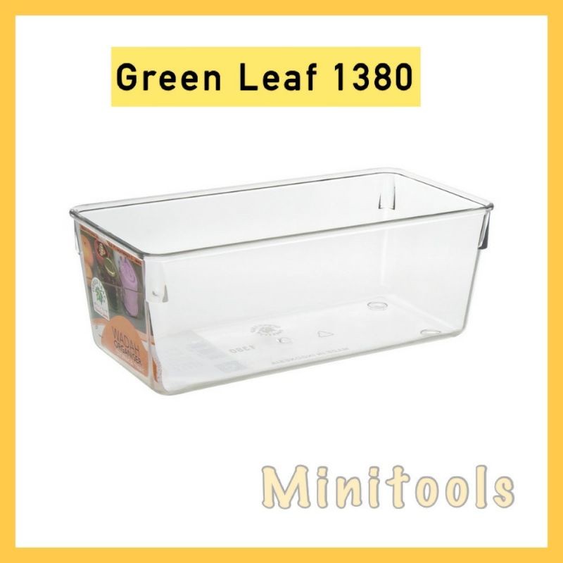 Kotak Penyimpanan Kulkas / Wadah Sebaguna Acrilic / Green Leaf 1380