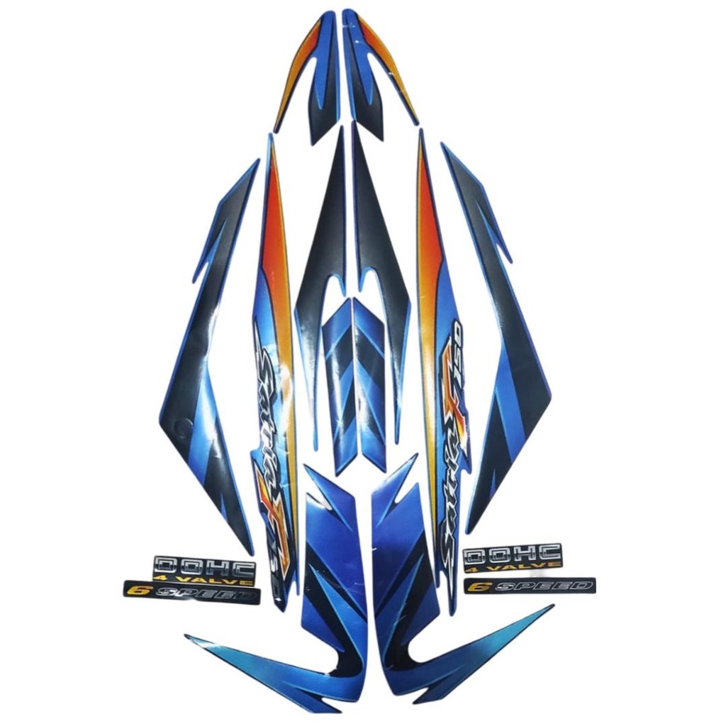 Stiker Striping Motor Suzuki Satria Fu F 150 Thailand 2007 2008 Hitam Biru Full Body - Motorcycle