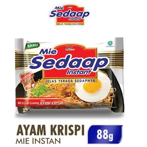 

Sedaap Mie Instan Ayam Krispi 88 gr mie instant goreng dengan taburan krispi ayam SEDAAP
