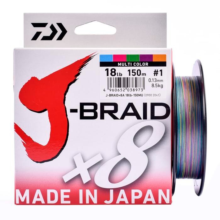 Senar Pancing PE Daiwa J Braid 150M Multicolor PE- 1 Ukuran 18 Lbs
