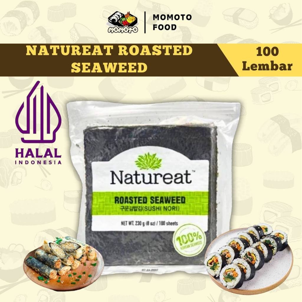 

Natureat Nori Premium Korea Halal Kimbap 100 lembar Gim bap Sushi Gimari 100% Rumput Laut Roasted Seaweed
