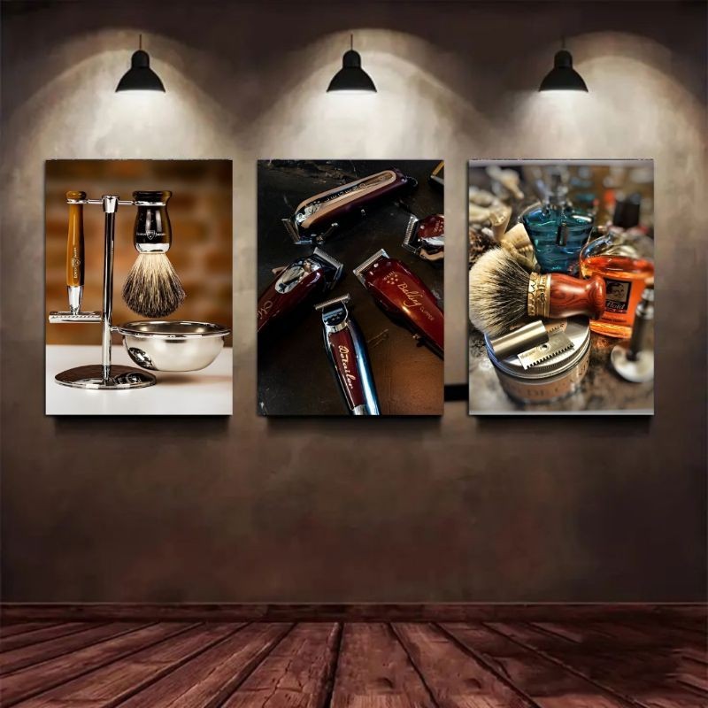 Poster Barbershop Vintage Hiasan Dinding Walldecor Barbershop Vintage Poster Kayu Pajangan Hiasan Di