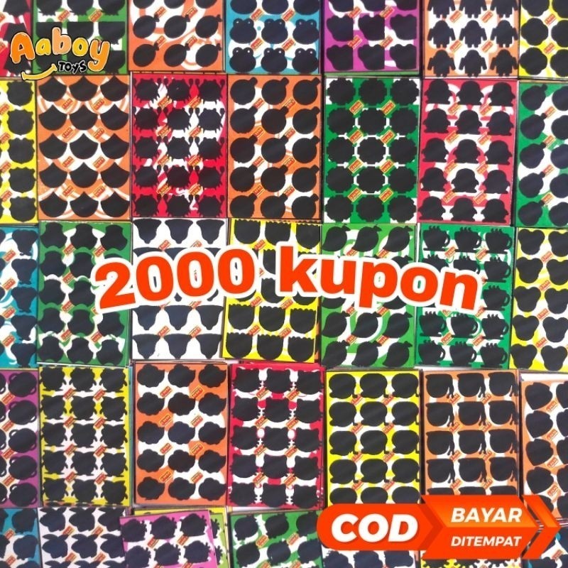 mainan gosokan bom 2000 kupon 15titik gosok gosok bom tengkorak berhadiah zonk