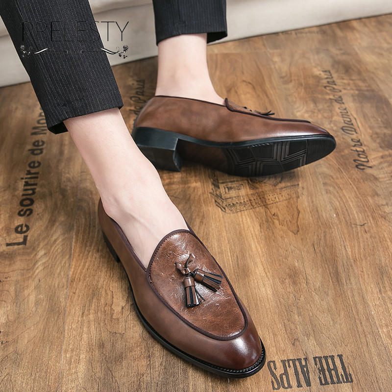 NEW CUCI GUDANG IMPORT KLASIK PREMIUM KULIT SAPI ASLI SEPATU PRIA TASSEL LOAFER SEPATU PANTOFEL