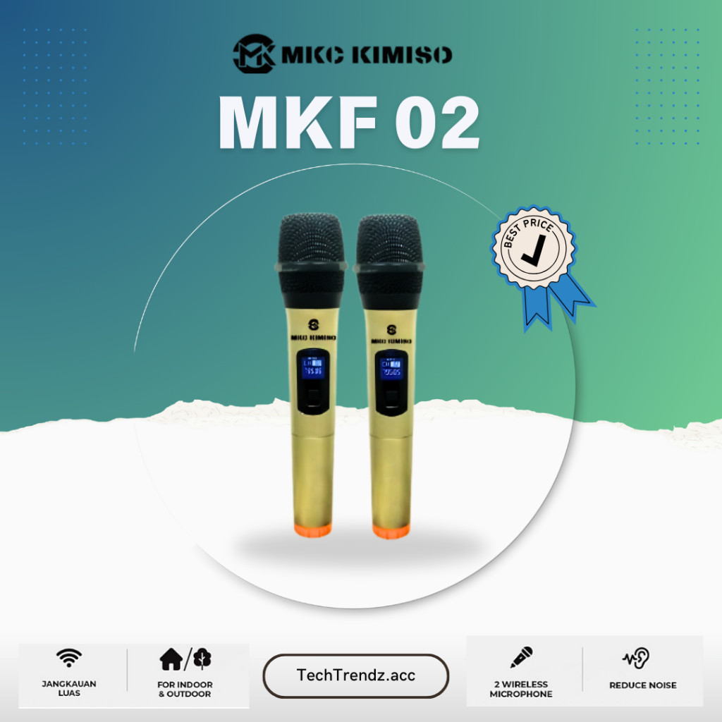 MICROPHONE MIC MKF 02 WIRELESS BLUETOOTH TANPA KABEL DOUBLE MIC KARAOKE MKF