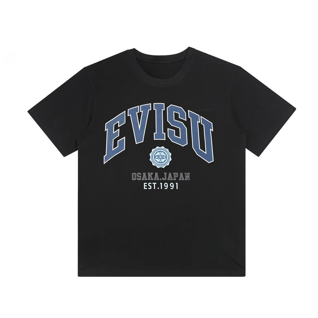 Kaos Distro EVISU  Pria Wanita d Baju Boxy Fit T Shirt - Official Merchandise
