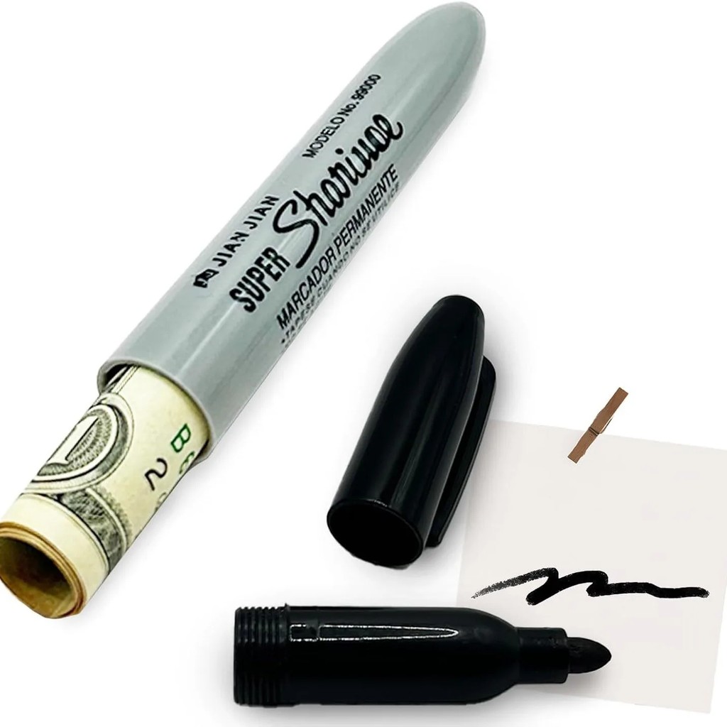 

Creative Fake Black Marker Pen Hidden Compartment Sight Diversion Safe For Home Office Hide Necklace Money Small Valuables