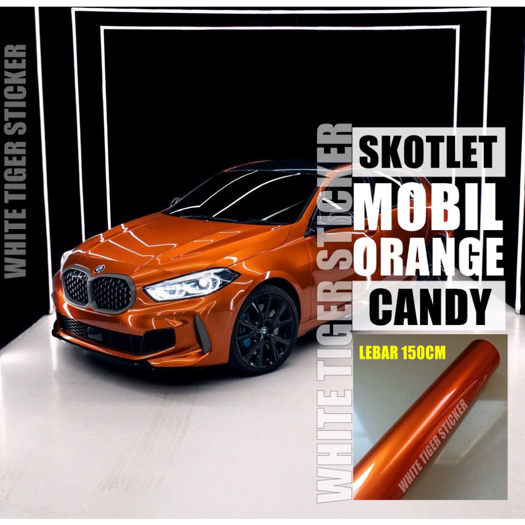 SKOTLET STIKER MOBIL MOTOR ORANGE METALIK CANDY LEBAR 150CM SKOTLET ORANGE METALIK CANDY LEBAR 150CM