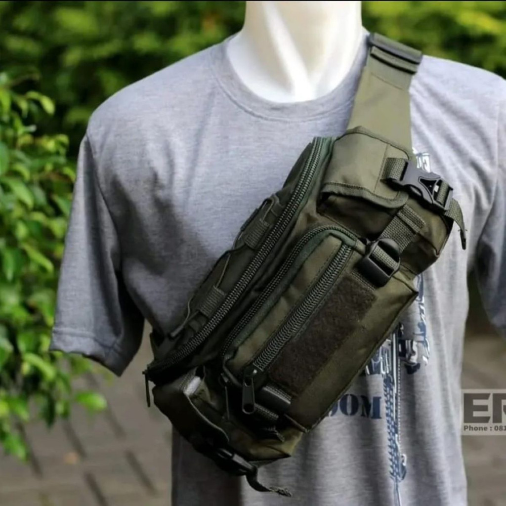 Promo Waistbag Pria Tactical Army Tas Pria Tas Dada bisa COD