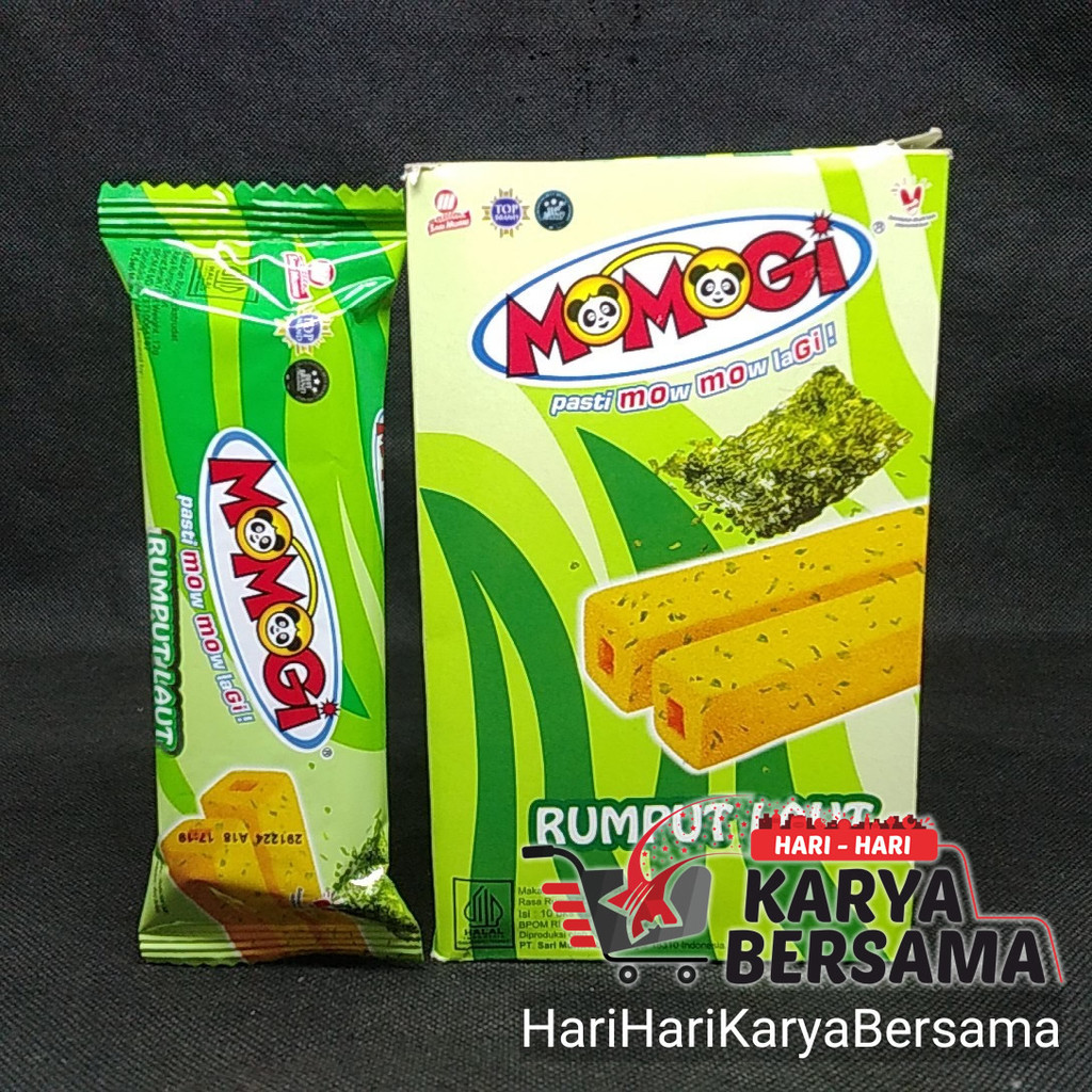 

MAKANAN RINGAN SNACK MOMOGI LONG STICK RUMPUT LAUT ISI 10'S X 12GR- PER BOX