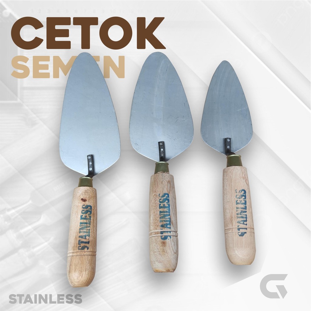 Cetok Stainless cetok galur Sendok Semen asli (Kecil, Sedang, Besar)