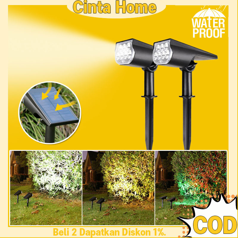 7/9LED Lampu Taman Tenaga Surya Lampu Sorot Luar Ruangan Lampu LED Taman Sorot Halaman Teras Outdoor