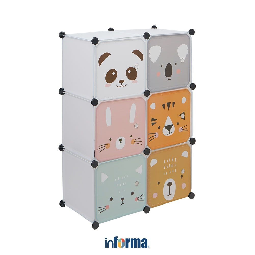 UU75 Informa Lemari Pakaian Plastik Multifungsi Animals Series Wardrobe Storage Kabinet Tempat Simpa