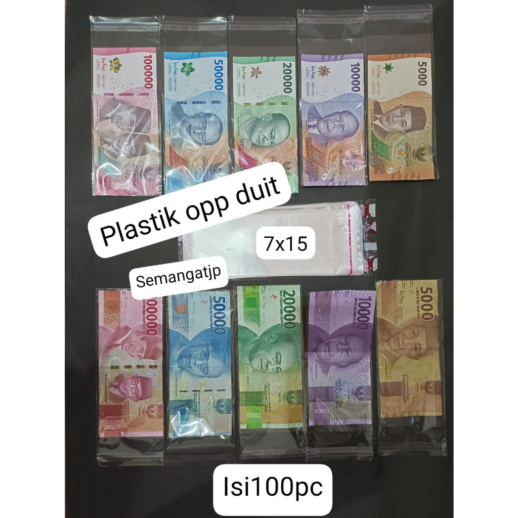 

Plastik OPP uk 7x15 plastik opp lem buket uang money bouquet isi100pc