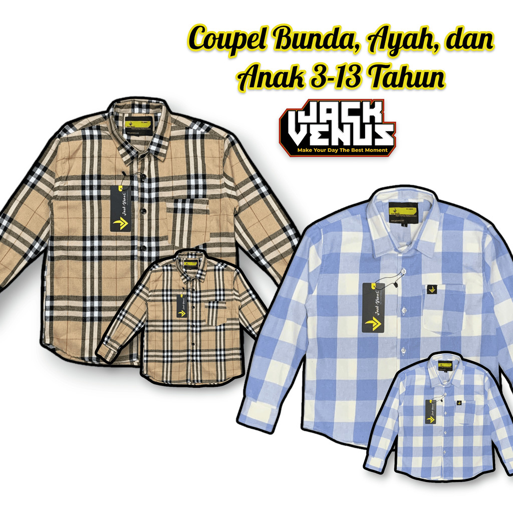 JACK VENUS - atasan Couple wanita kemeja flanel Anak flannel wanita kemeja kotak kotak wanita flanel