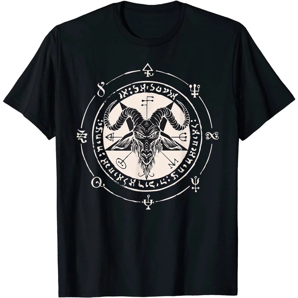 Baju Kaos Sigil Baphomet Pentagram Occult Satanic Goat Head Lucifer T-Shirt - Baju - Kaos - Baju Kao