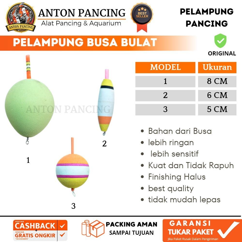 Pelampung Pancing Busa Bulat 5 CM S/D 8 CM Untuk Kolam Ikan Mas