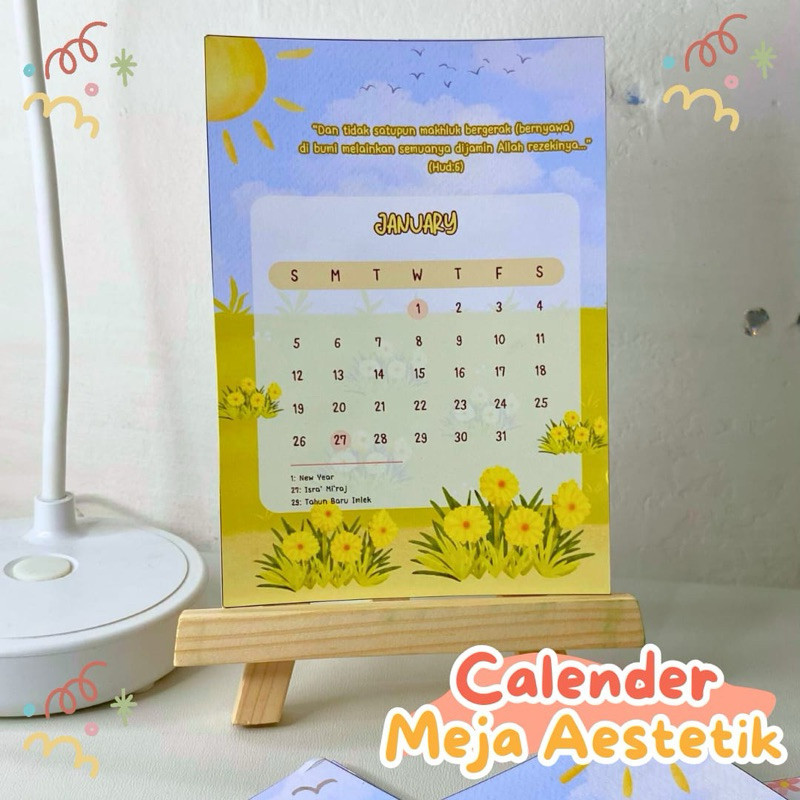

SAYGIFT - Kalender Dekorasi 2025 (Ukuran A6 10,5x14,8 cm) Model Easel Potrait - Desk Kalender kalender meja 2025 aestetik kekinian korean sytle