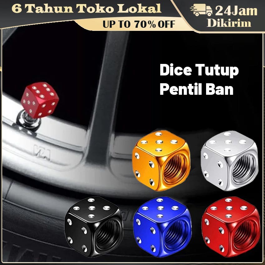 Tutup Pentil Variasi Ban Roda Model Angka Dadu Universal Motor / Tutup Pentil Dadu Akrilik Warna Mur