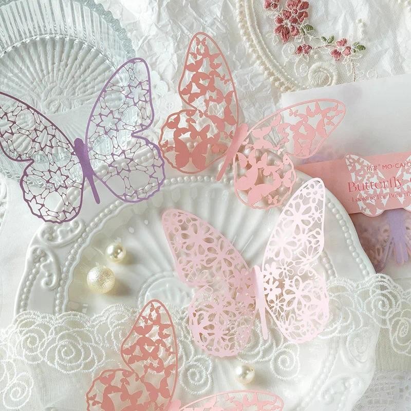 

6 Pcs Butterfly Hollow Lace Paper Art Handmade Crafts Junk Journal Planner Scrapbooking DIY Decorative Paper Vintage Handbooks
