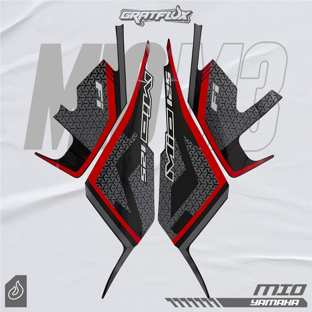 Striping Stiker Motor YAMAHA Mio M3 2022 merah body full hitam standar berkualitas