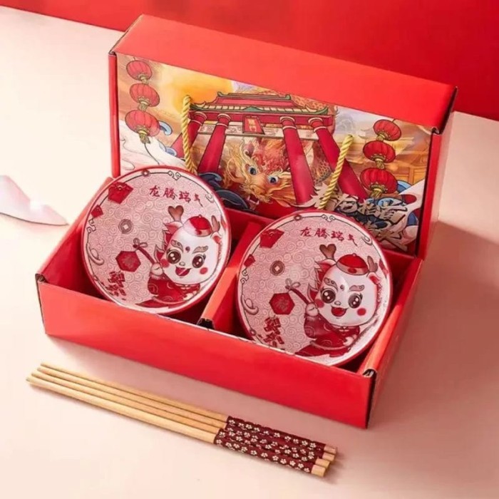 

(COD) GSM mangkok set tiger macan kado hampers tahun baru imlek - 2 BOWL+4 SUMPIT