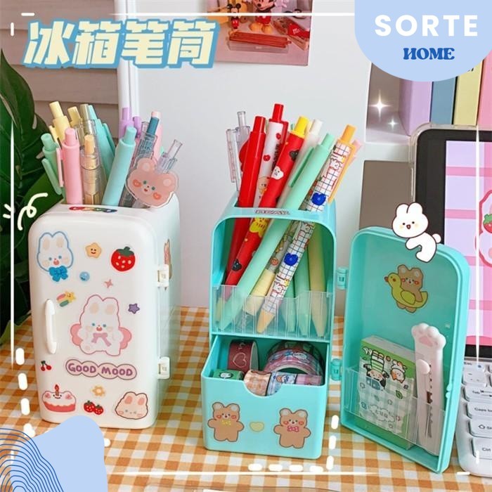 

Sorte- ST9865 [COD] Kotak Penyimpanan Kulkas Aesthetic FREE STICKER Tempat Pensil Organizer Stationery Desktop Pencil Holder Tempat Alat tulis