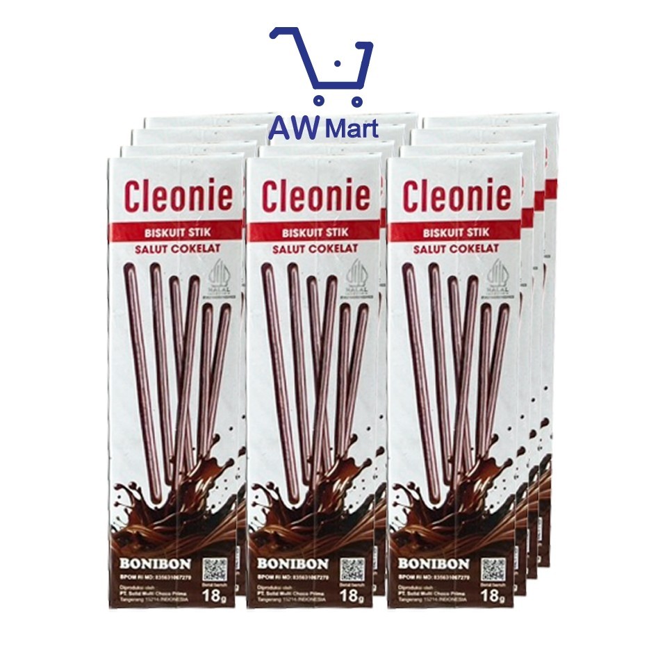 CLEONIE BISKUIT STIK COKELAT PER PAX ISI ( 12 PCS X 18 GRAM ) - BIAKUIT STIK SALUT COKELAT BONIBON C