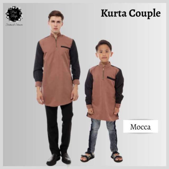 Pink Rafa - Kurta koko couple ayah anak lengan panjang.