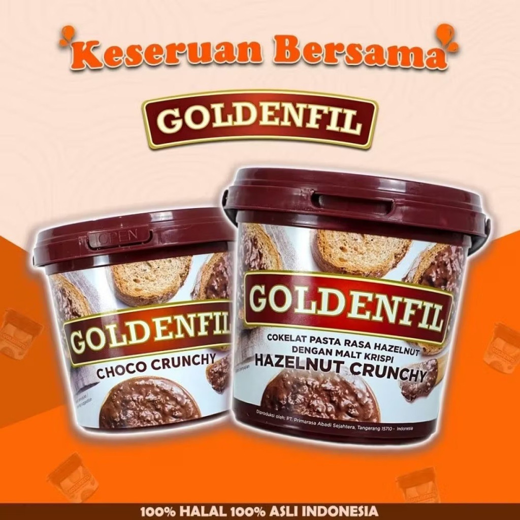

GOLDENFIL Choco Crunchy Hazelnut Strawberry Jam Selai Jar 350/400g