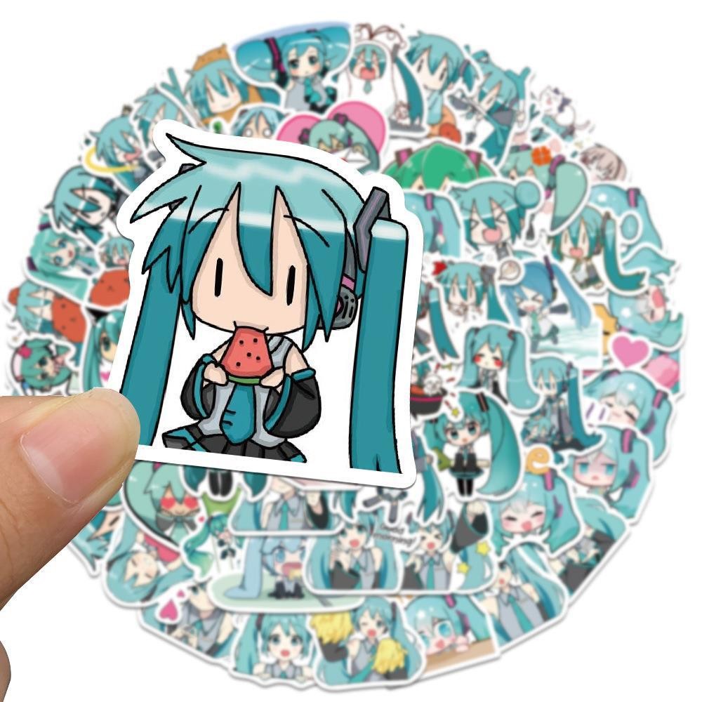 

10/65Pcs Kawaii Chibi Hatsune Miku Stickers Pack Anime Luggage Decal Laptop Suitcase Skateboard Phone Fridge Waterproof Stickers