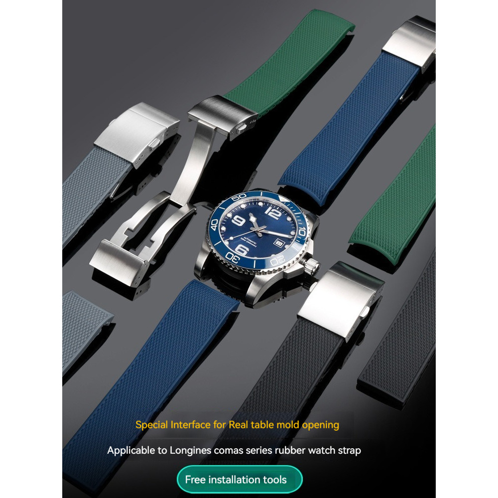 21mm High Quality Silicone Rubber Watchband for Longines hydroconquest L3 Conquest Sports Diving Wat