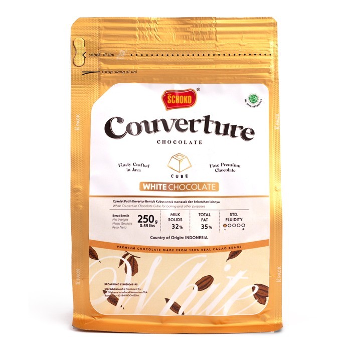 

STOCK BARU!!! SCHOKO White Chocolate Couverture Cube - 250 Gr / Coklat Kovertur Dadu