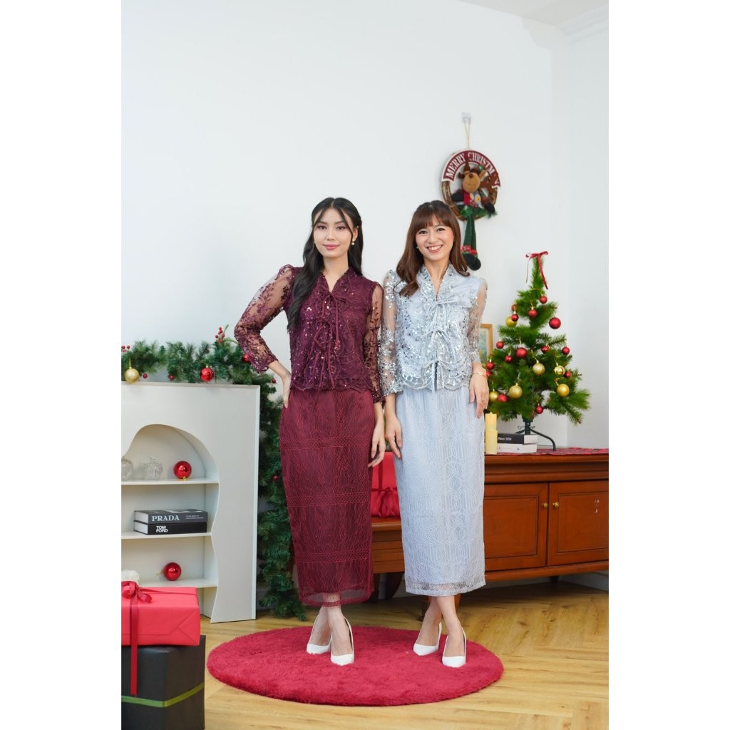 Promo spesial natal - Petra Dress Mewah Elegant Natal Kondangan Bridesmaid Graduation Gaun Brokat Se