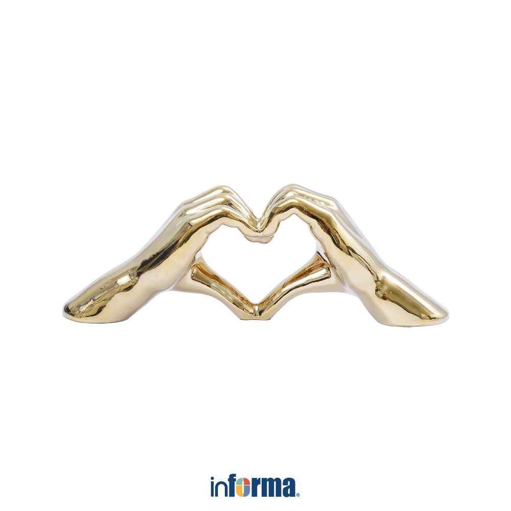 Informa 11 cm Patung Miniatur Love Hand - Gold Champagne Pajangan Meja Aesthetic Home Decor Hiasan R