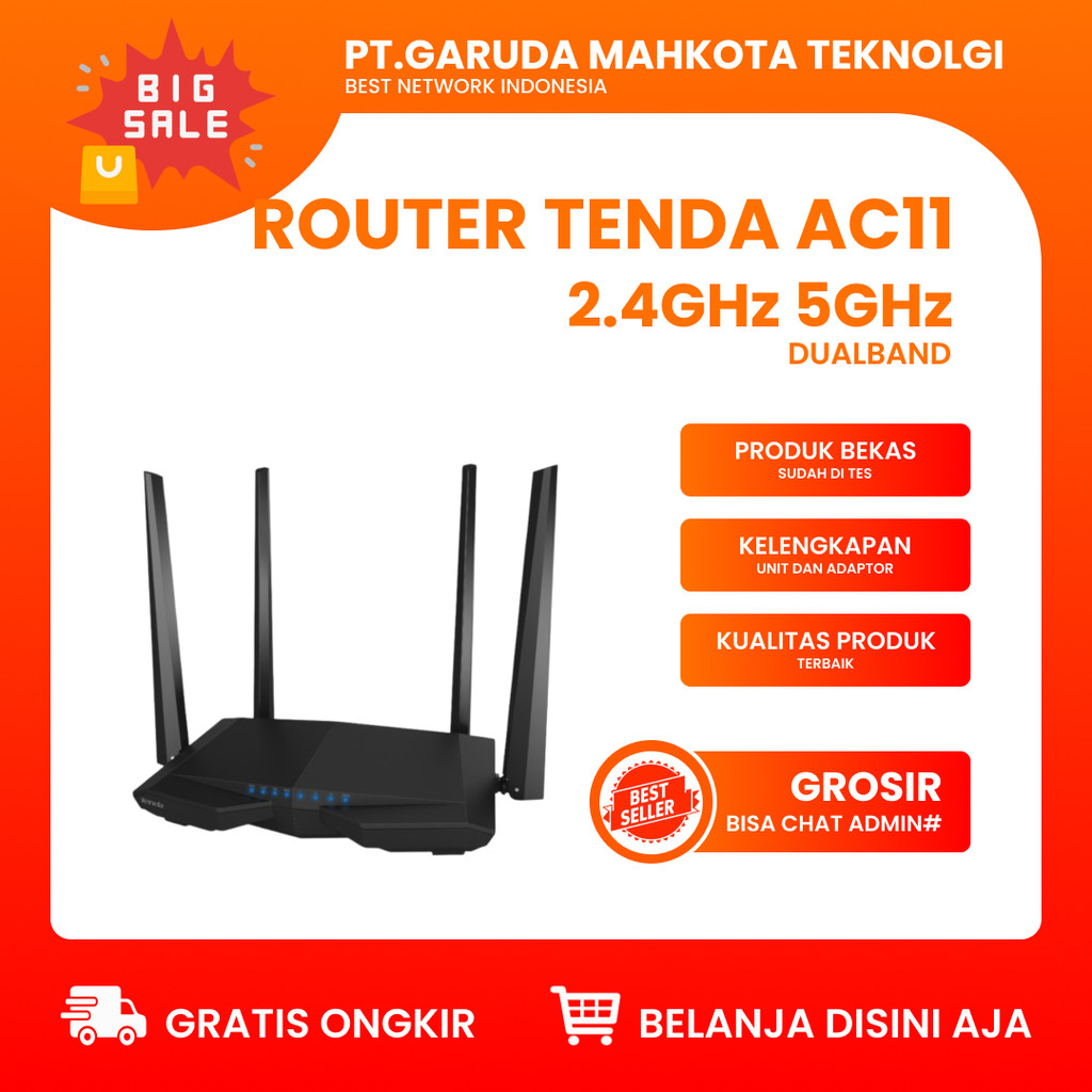 Tenda AC11 1200Mbps 2.4GHz 5GHz Dual Band Wireless Router