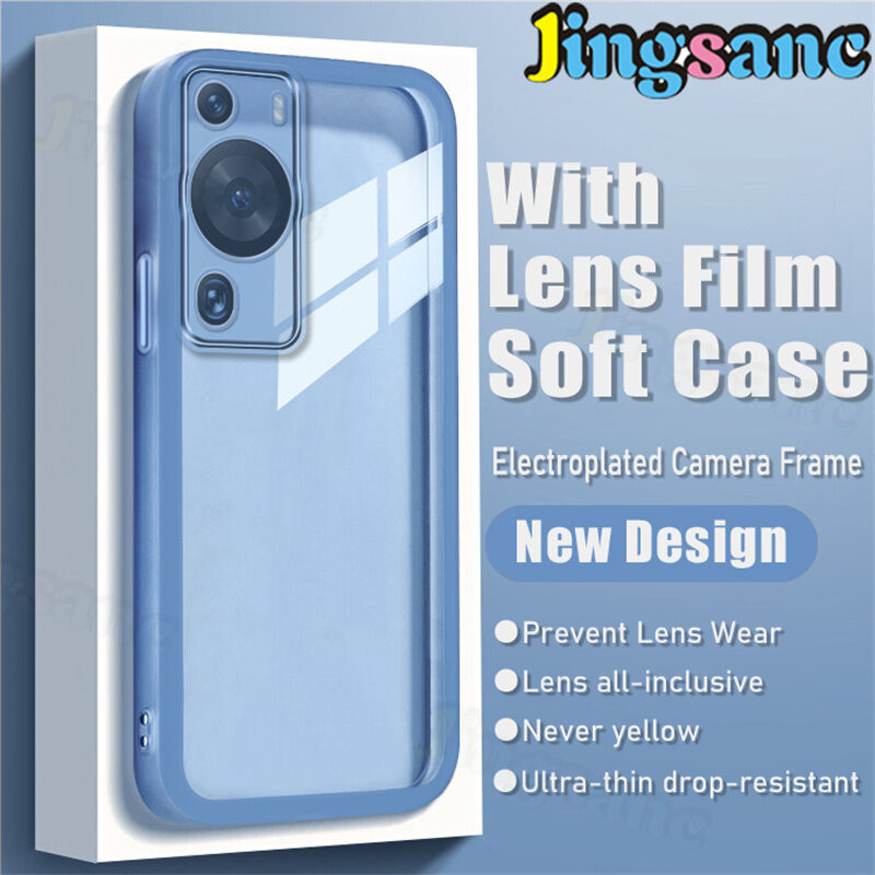 Casing HP Huawei P60 Pro/Huawei P60 Film Lensa Transparan Anti Jatuh Pelindung Kamera Silikon Lembut