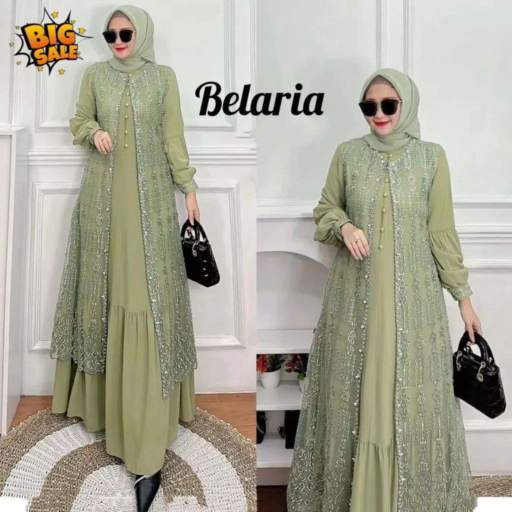 Gamis Brukat Jumbo Gamis Ceruty Babydoll Premium Gamis Jumbo LD120 Belaria Dress Gamis Pesta Mewah E