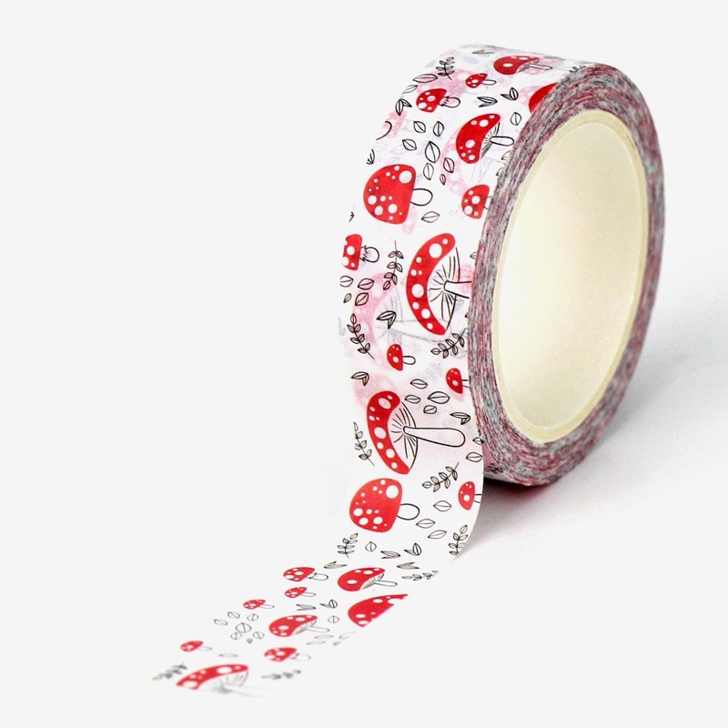 

NEW 1PC 10M Decorative Plants Red Mushrooms Leaves Washi Tape for Gift Wrapping Planner Masking Tape Cute Stationery