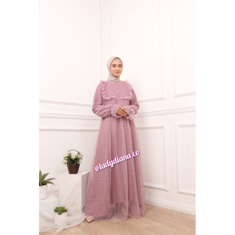 GAMIS TILE SABRINA JUMBO Baju Gamis Brukat Tile Remaja Dewasa Seragam Pesta Wanita Muslim