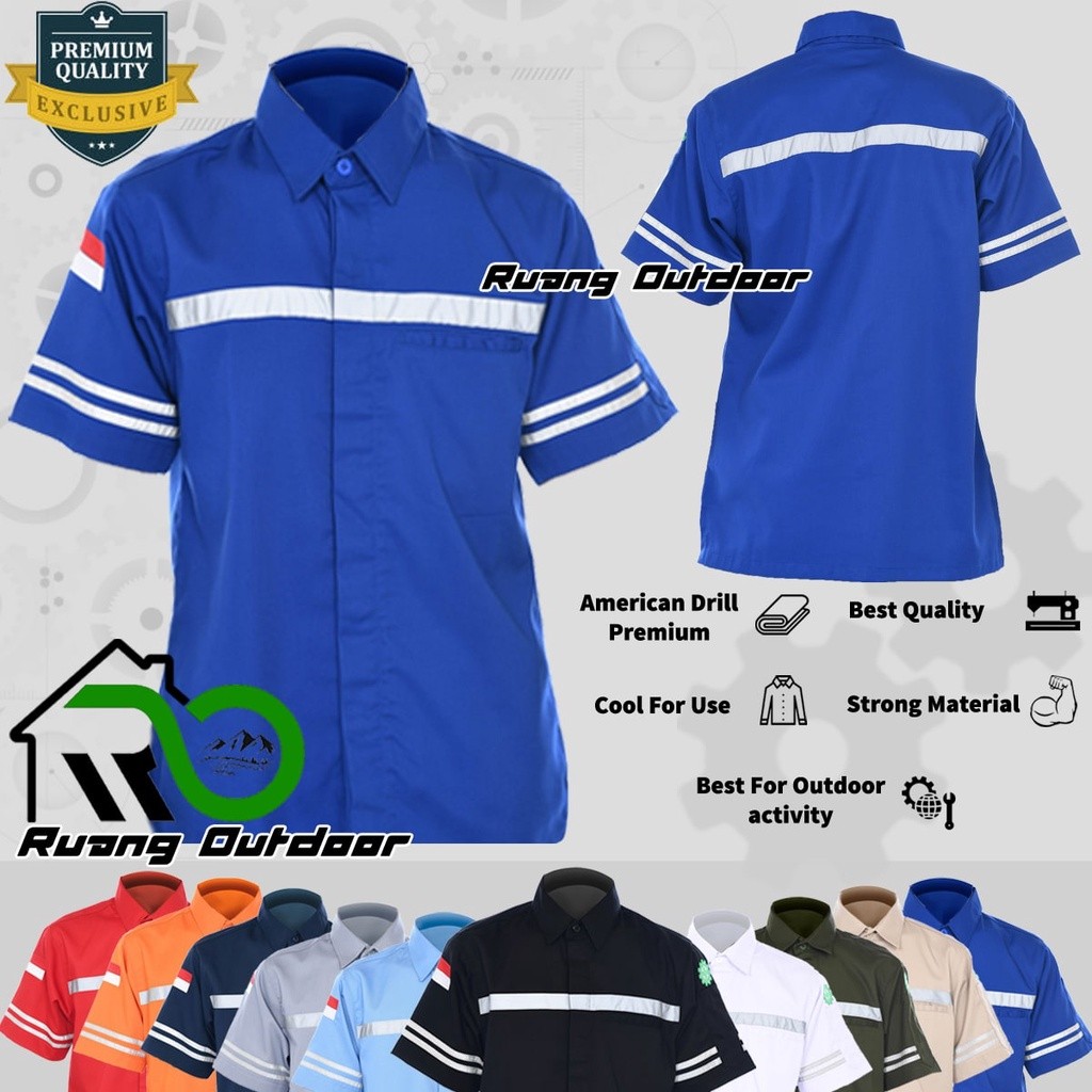 B8 ATASAN WEARPACK BAJU KEMEJA SAFETY K3 OUTDOOR PREMIUM LENGAN PENDEK - Seragam Kerja Lapangan Proy