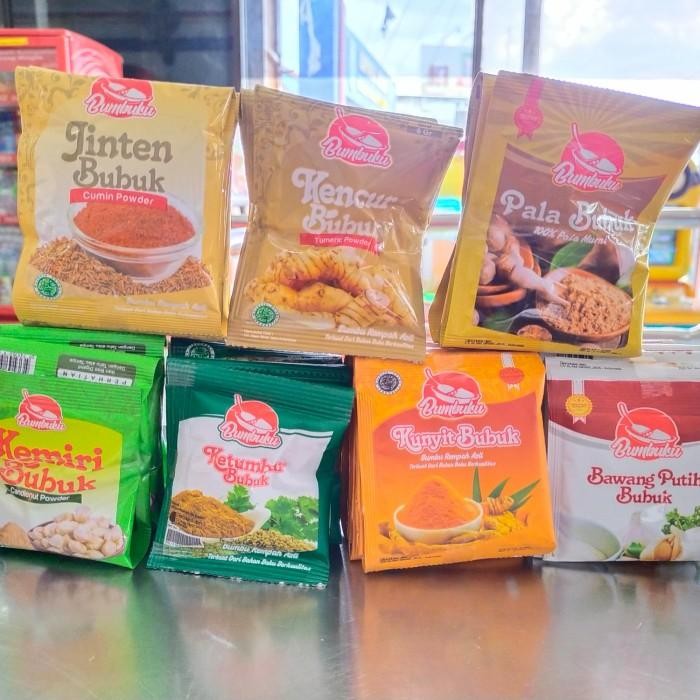 

BUMBUKU Bumbu Bubuk 1 Renteng isi 6 pcs | Bawang Putih | Jahe | Kencur | Jinten | Kunyit | Pala | Ketumbar Bubuk