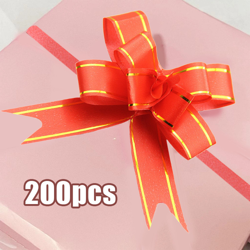 

200 Pcs Pita Serut Hiasan Parcel Souvenir Kado Pull Flower Ribbon Pita Hias Kado Parcel Kado Souvenir