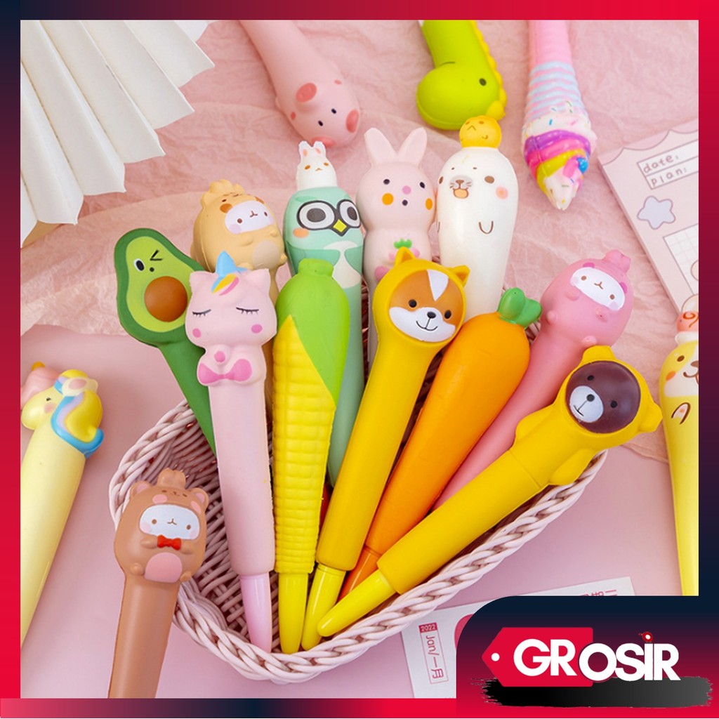 

Grosir - S6265 Pena Gel Squishy / Pena Kartun Lucu Squishy / Ballpoint Gel Squishy / Ballpoint Squishy Lucu / Pulpen Squishy Lucu