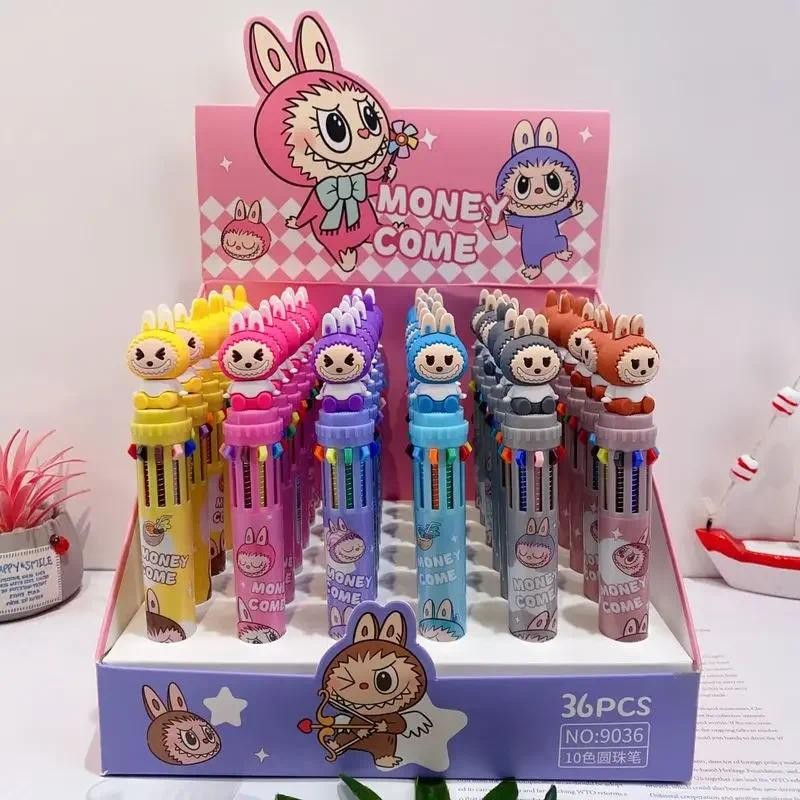 

Labubu Ballpoint Pen 6/36pcs Cartoon 10 Color 0.5mm School Student Stationery Draw Wrirte Mark Pen Student School Office Gift